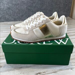 J. Crew Women's Sneakers in Ivory and Metallic Gold